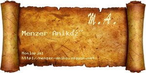 Menzer Anikó névjegykártya